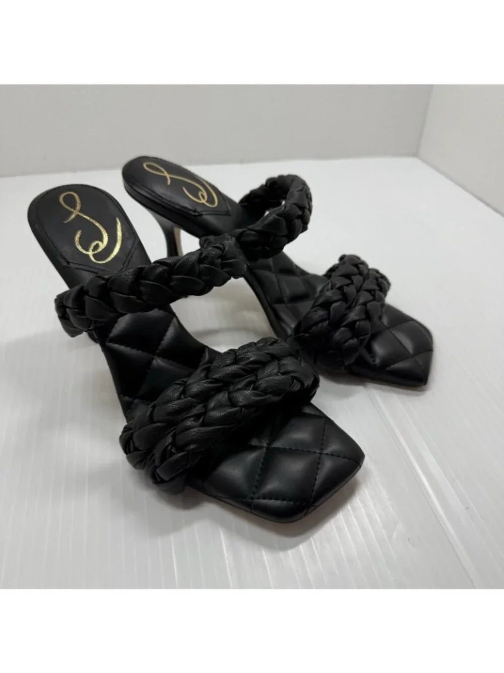 Sam Edelman Womens Meghan Braided Sandals Size 8 Black Quilted Boho Resort NWT